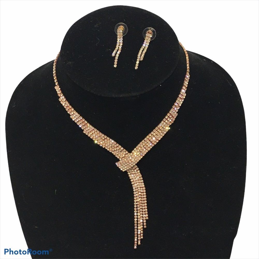 Ellen Tracy Rhinestone Earring Necklace Wedding